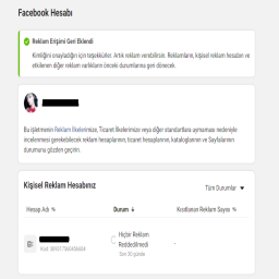 [TR] Kimlik Onayı ile Reklam Erişlmi Eklenmiş Facebook Hesapları Kategorisi